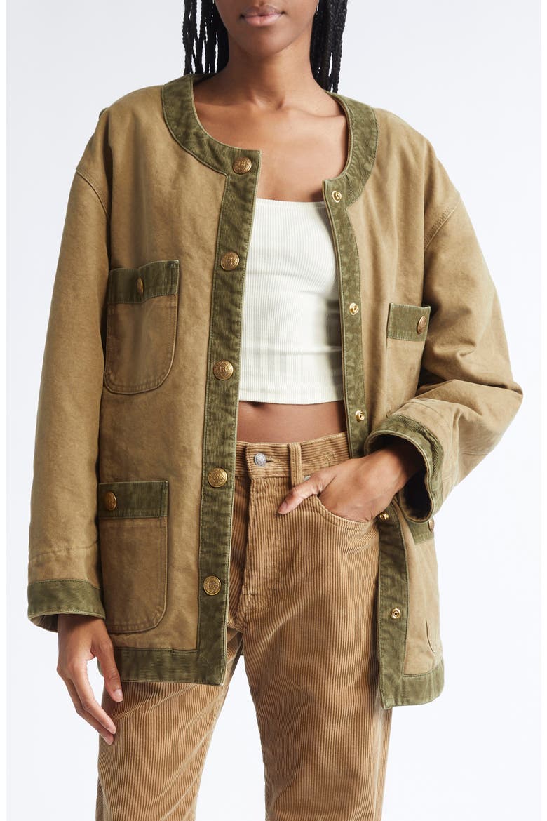 Corduroy Trimmed Chore Jacket, Main, color, DUSKY TAN BROWN
