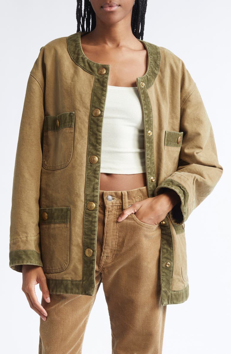 R13 Corduroy Trimmed Chore Jacket, Main, color, Dusky Tan Brown