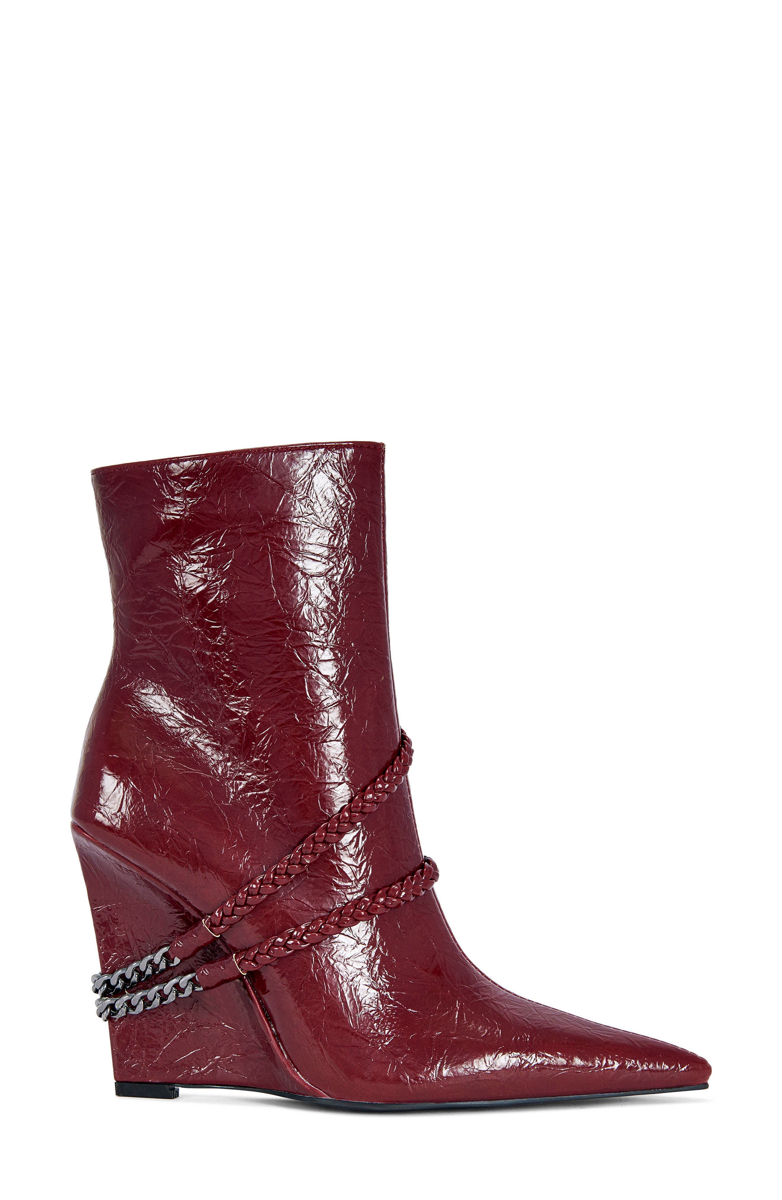 Jacques Pointed Toe Wedge Bootie, Alternate, color, RED