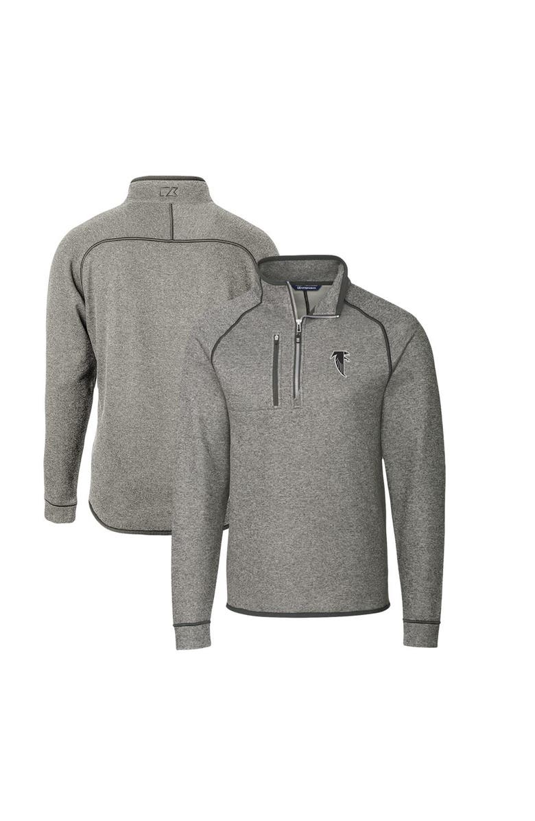 Cutter & Buck Men's Cutter & Buck Heather Gray Atlanta Falcons Mainsail Sweater-Knit Big & Tall Half-Zip Pullover Jacket, Main, color, 