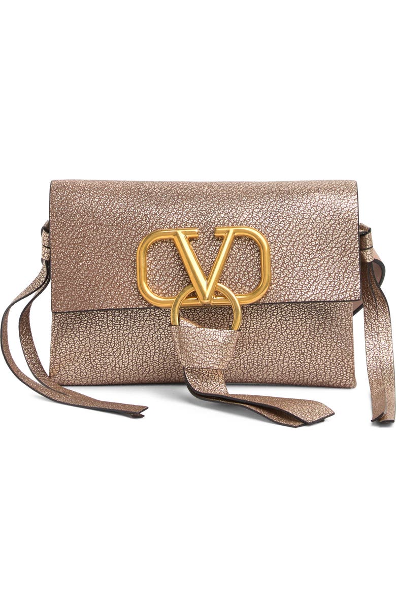 Valentino VLOGO Glitter Leather Belt Bag, Main, color,