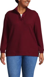 Lands' End Long Sleeve Waffle Quarter Zip Pullover