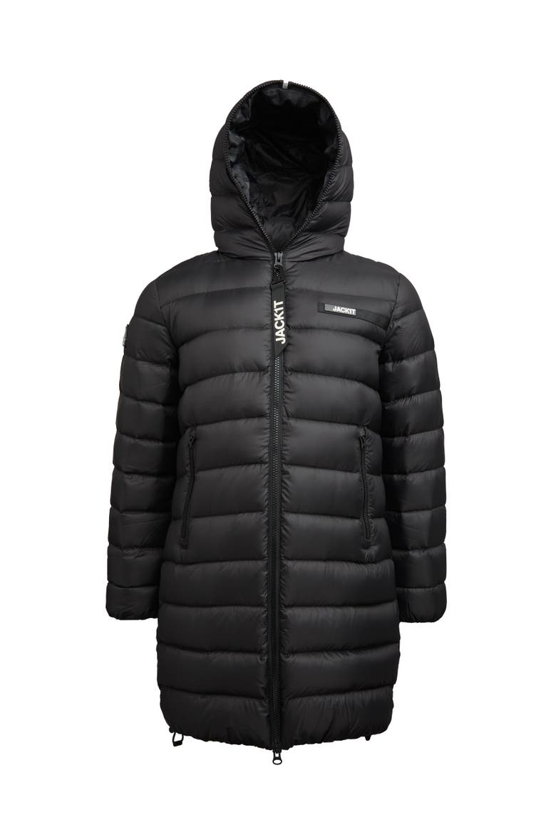 Quilted Longline Puffer Coat, Alternate, color, Black
