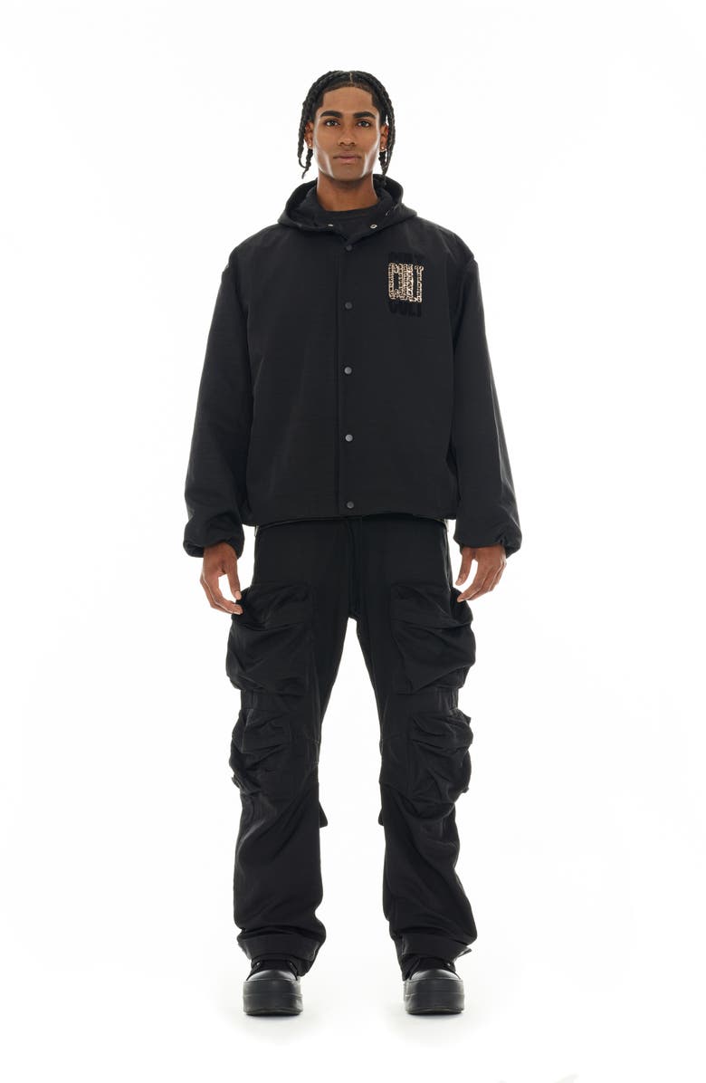 Cult of Individuality Oversize Coach's Jacket, Alternate, color, Black Nylon