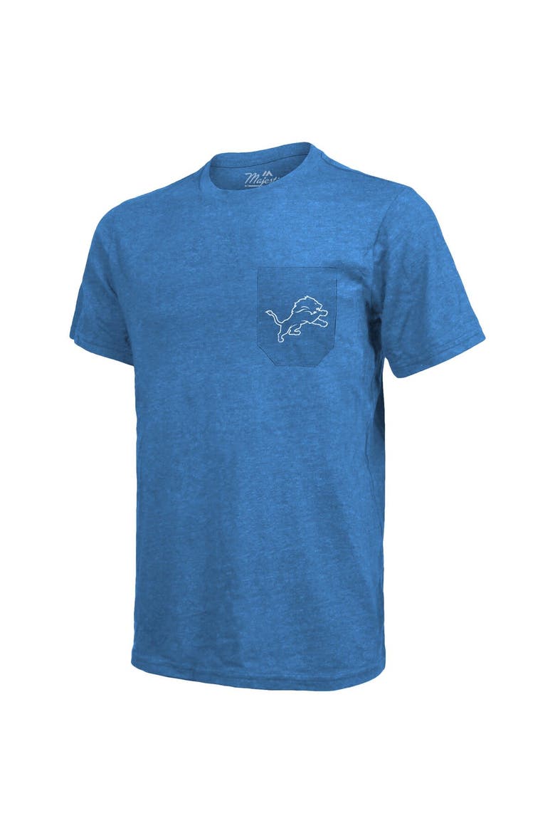 Detroit Lions Majestic Threads Tri-Blend Pocket T-Shirt - Blue, Alternate, color, Blue