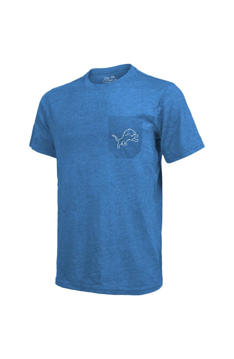 Majestic Threads Detroit Lions Majestic Threads Tri-Blend Pocket T-Shirt - Blue, Alternate, color, Blue