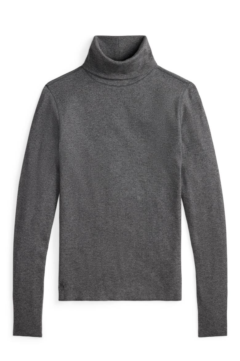 Rib Turtleneck Top, Alternate, color, GREY HEATHER