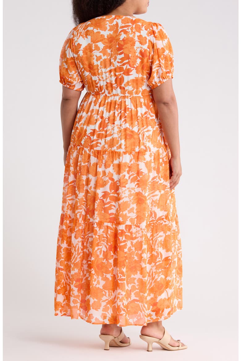 Tangelo Floral Print Maxi Dress, Alternate, color, ORANGE-WHITE