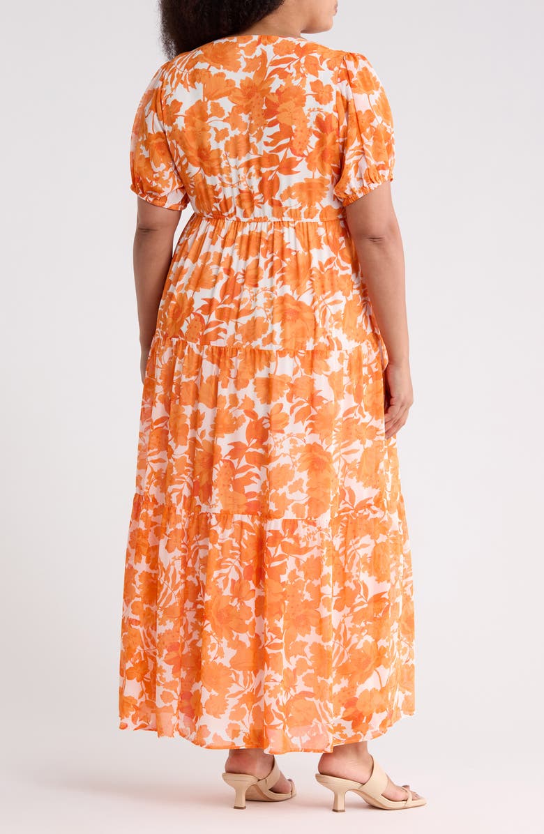 SUGARLIPS Tangelo Floral Print Maxi Dress, Alternate, color, Orange-White