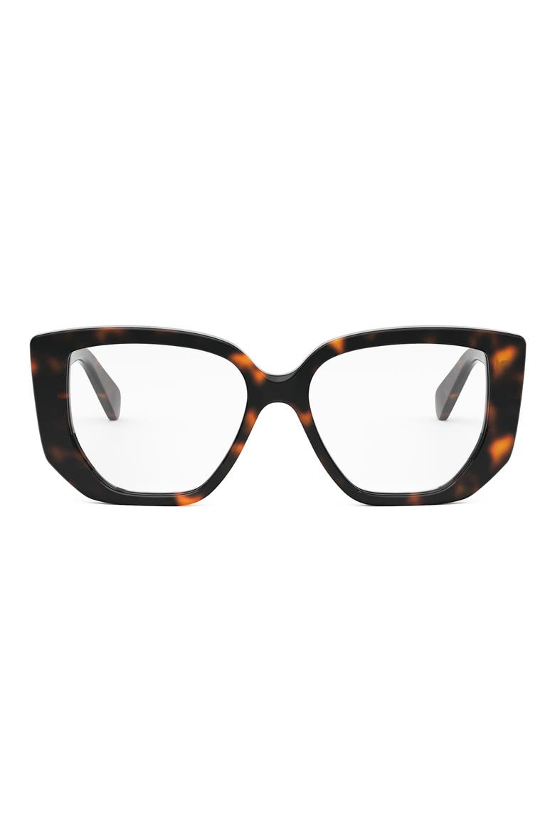 Triomphe 53mm Rectangular Butterfly Optical Glasses, Main, color, DARK HAVANA