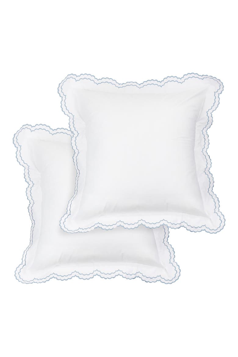 Embroidered Percale Crisp Cotton Double Scallopier Duvet Set, Main, color, BLUE