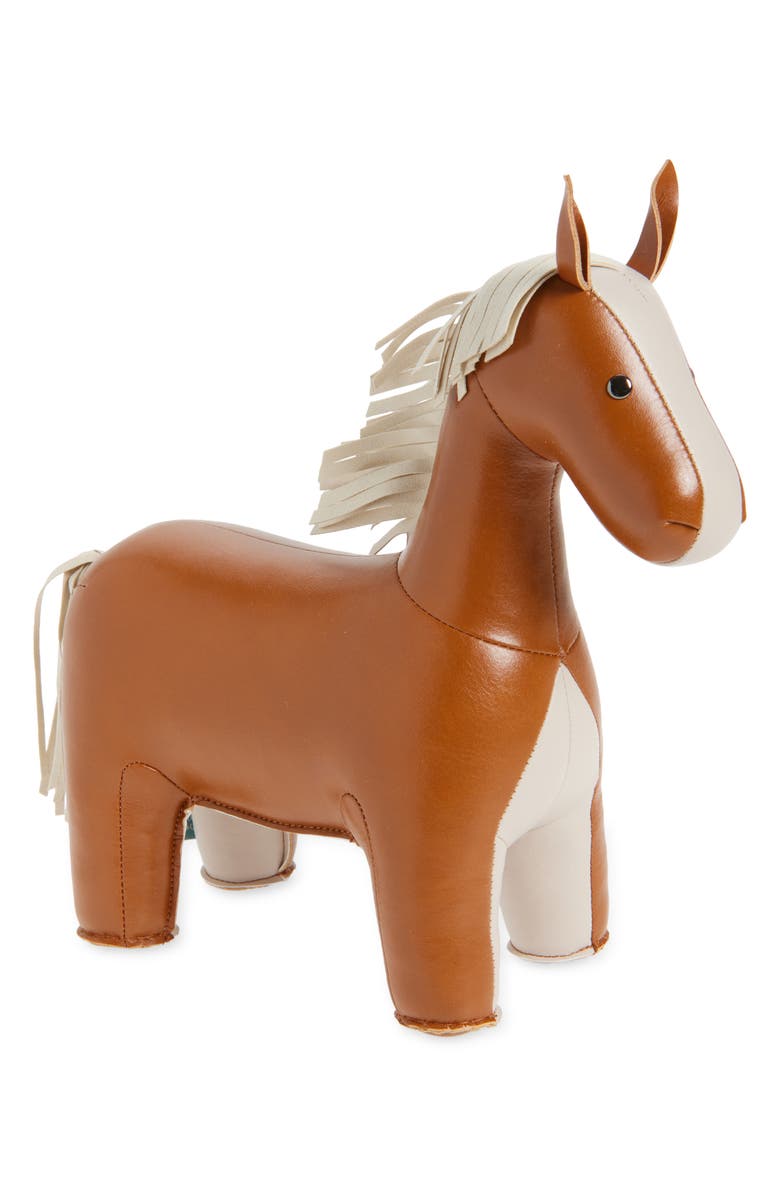 Zuny Horse Faux Leather Bookend, Main, color, Tan Wheat