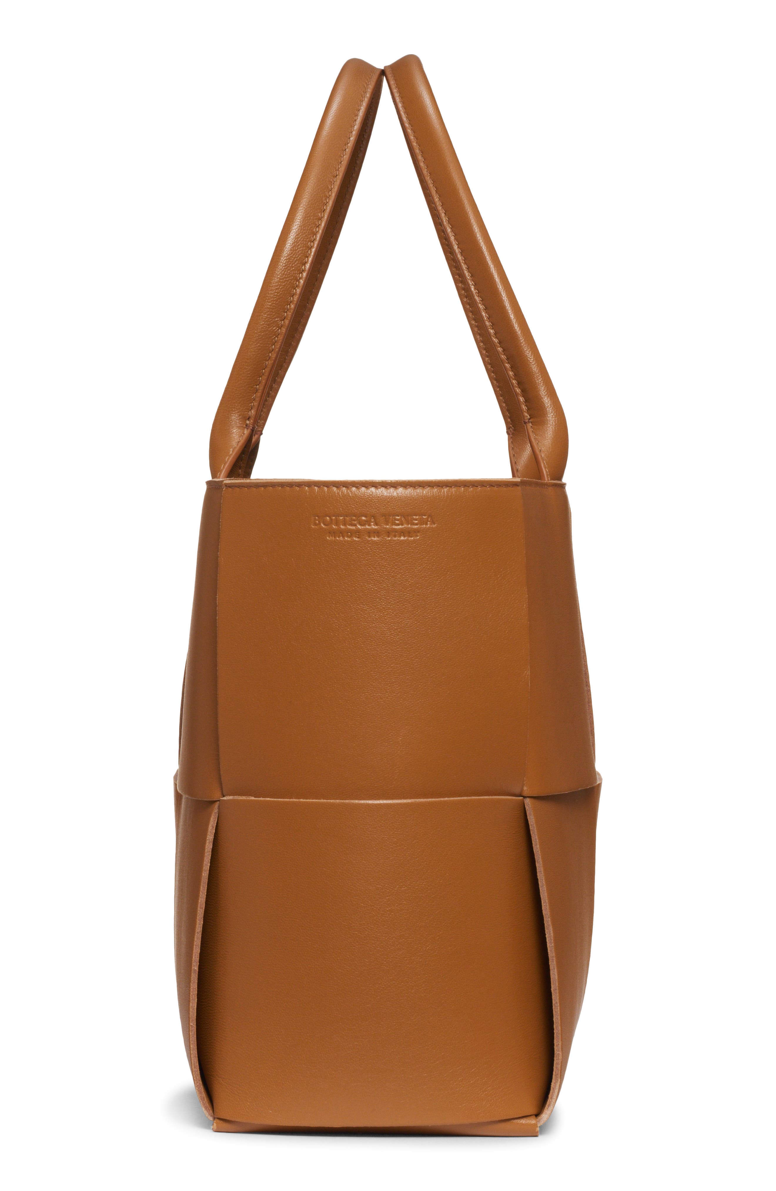 Arco Intrecciato Leather Tote, Alternate, color, CAMEL 20-GOLD