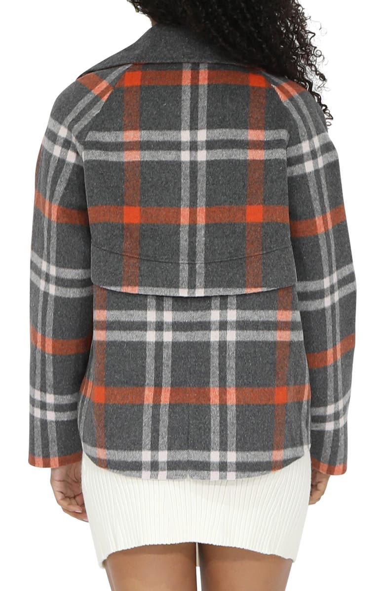 Belle & Bloom I'm Yours Plaid Wool Blend Peacoat, Alternate, color, Charcoal Plaid