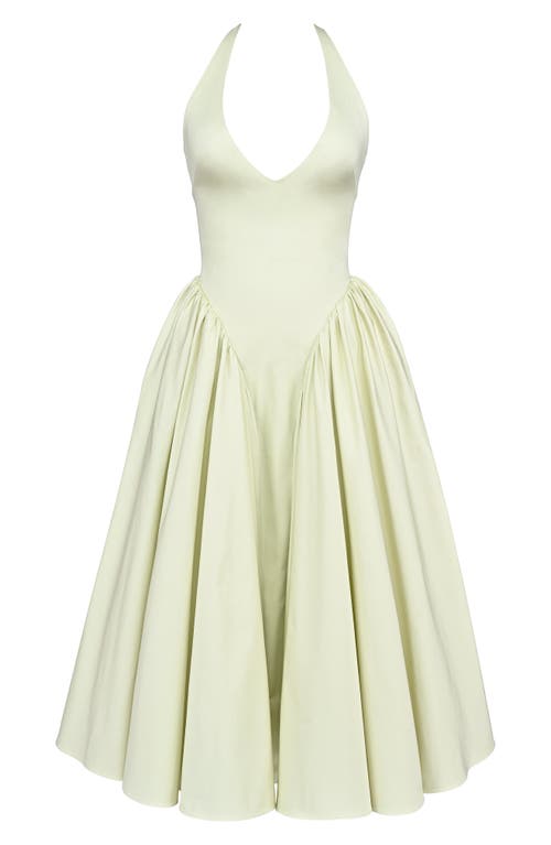 House Of Cb Of Cb Womens Marilyn Halter Stretch-cotton Midi Dress Pistachio In Tender Greens