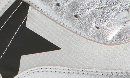 Golden Goose Marathon Nylon Sneakers With Silver Ripstop And Black Star Shoes In Silver/black