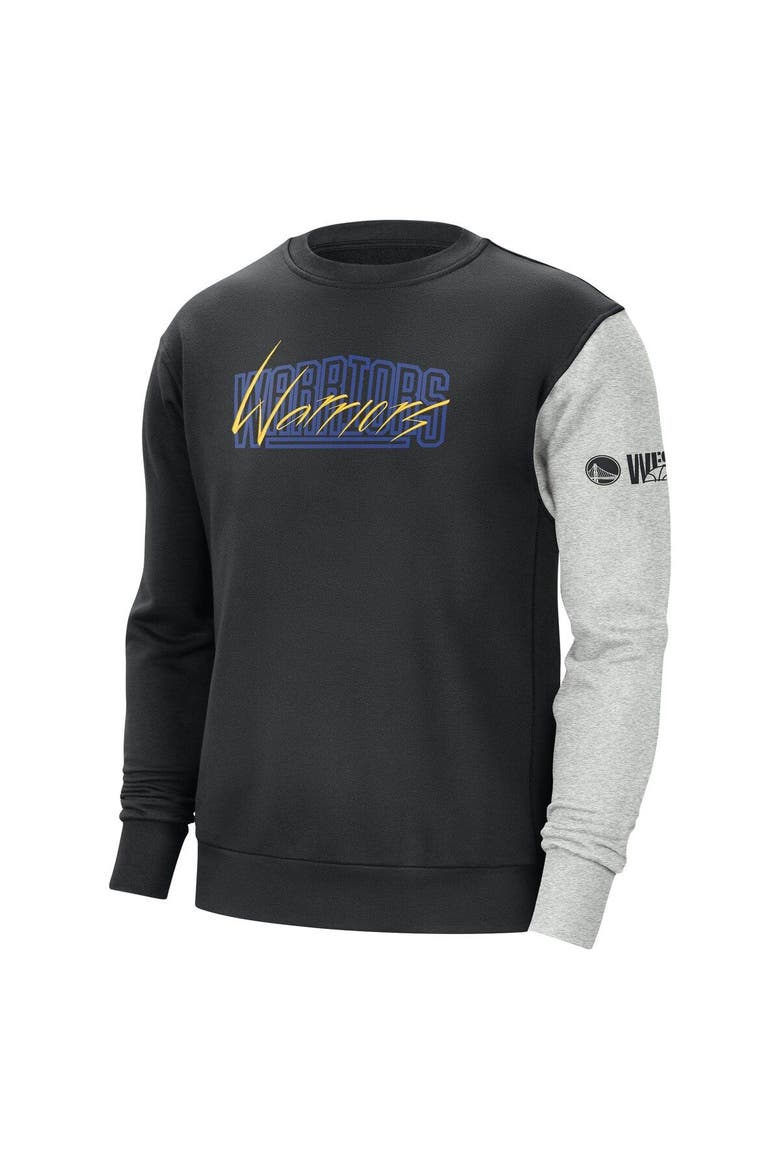 Men's Nike Black/Heather Gray Golden State Warriors Courtside Versus Force & Flight Pullover Sweatshirt, Alternate, color, Black