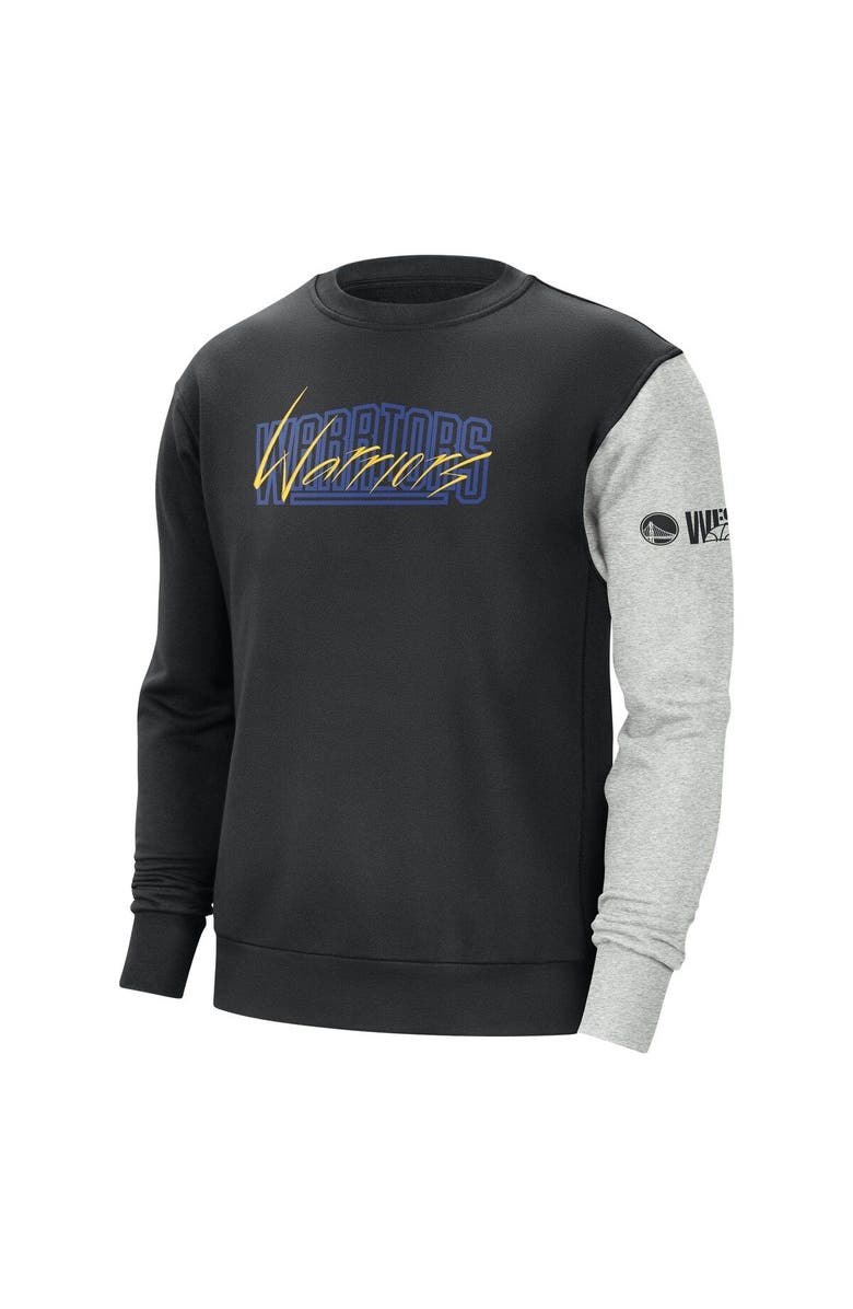 Nike Men's Nike Black/Heather Gray Golden State Warriors Courtside Versus Force & Flight Pullover Sweatshirt, Alternate, color, Black