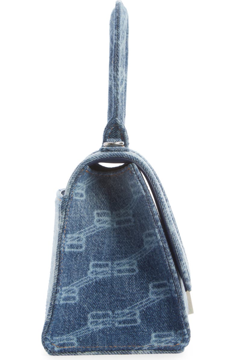 Balenciaga Small Denim Logo Hourglass Top Handle Bag, Alternate, color,