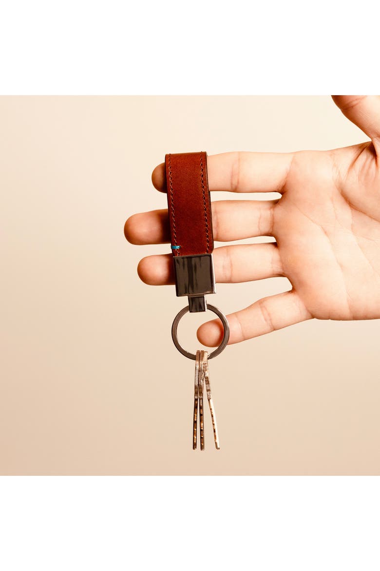 The Toscano Italian Leather Key Tag, Alternate, color, Tuscan Tan