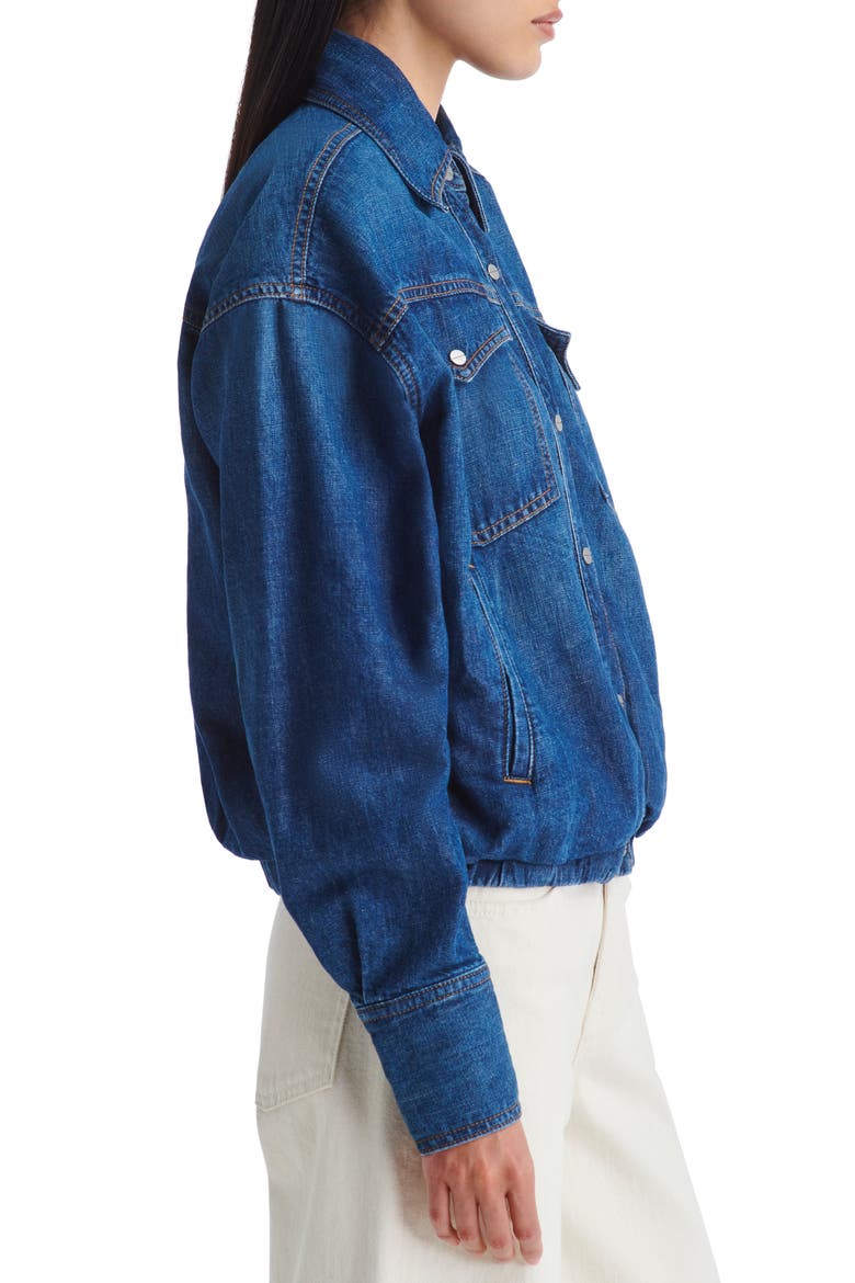 Snap Denim Jacket, Alternate, color, DARK WASH