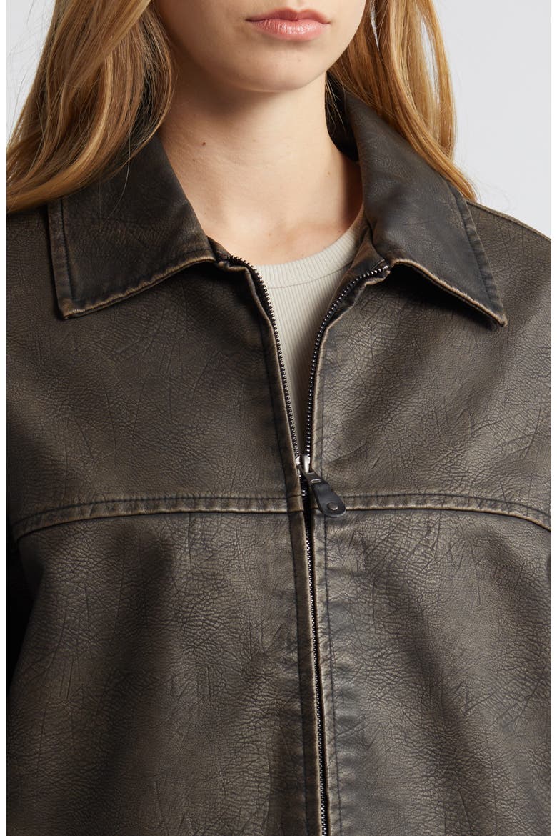 Faux Leather Aviator Jacket, Alternate, color, CHOC