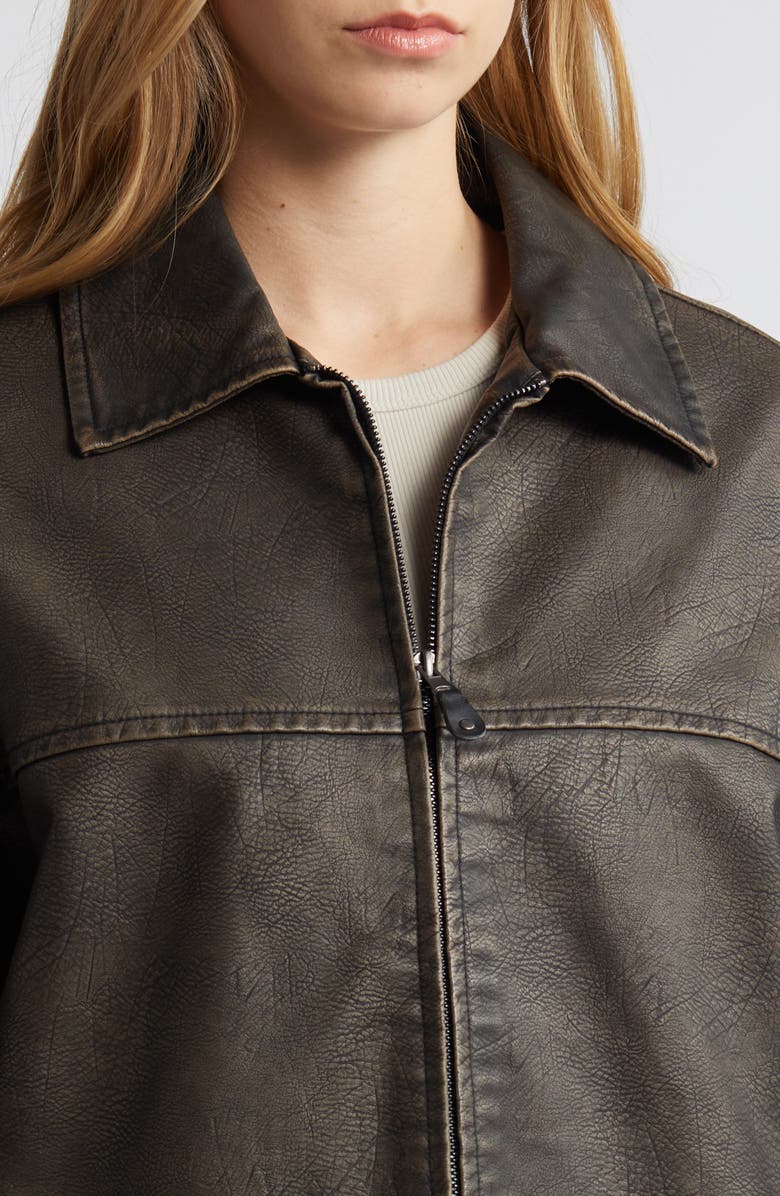 BDG Urban Outfitters Faux Leather Aviator Jacket, Alternate, color, Choc