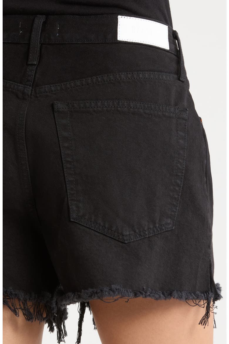 The Breezy Frayed Hem Denim Shorts, Alternate, color, WASHEDBLACK