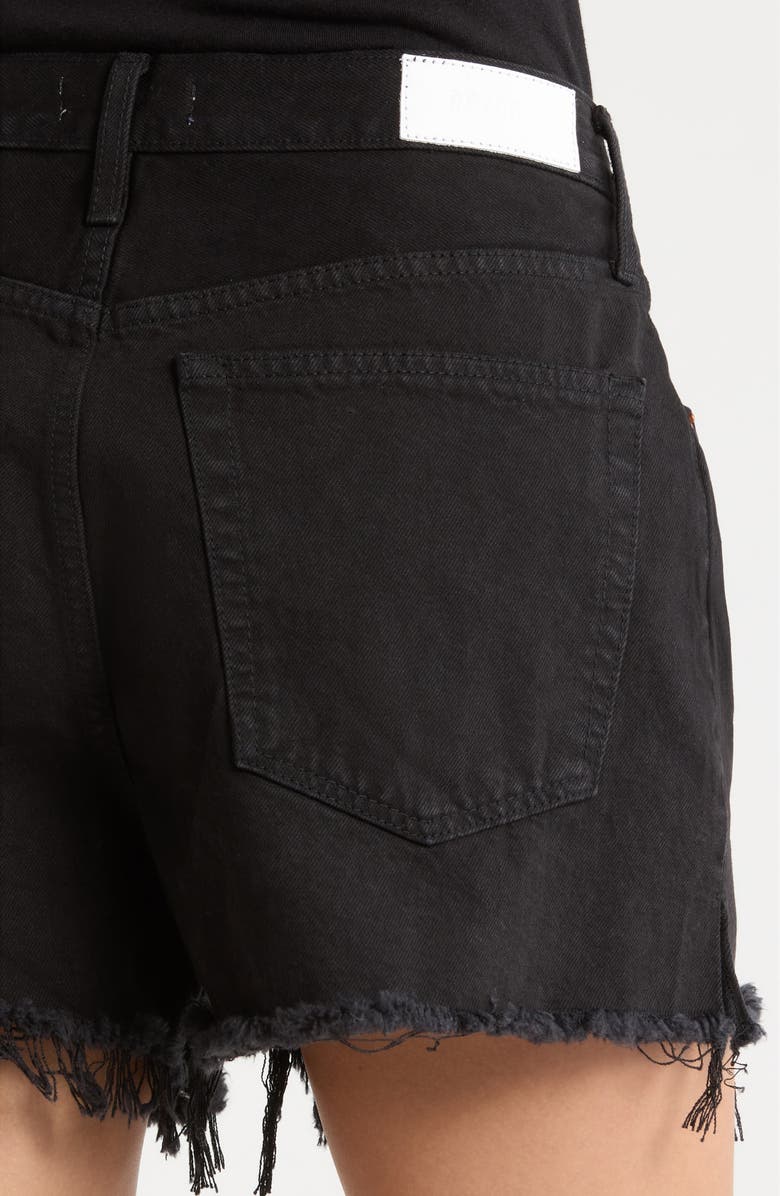 Re/Done The Breezy Frayed Hem Denim Shorts, Alternate, color, Washedblack
