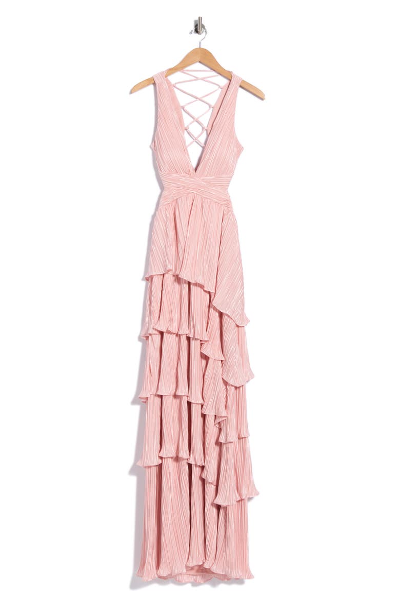 Mulholland Cutout Plissé Maxi Dress, Alternate, color, LIGHT PINK