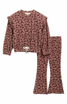 Kids' Leopard Print Hacci Pullover & Pants Set
