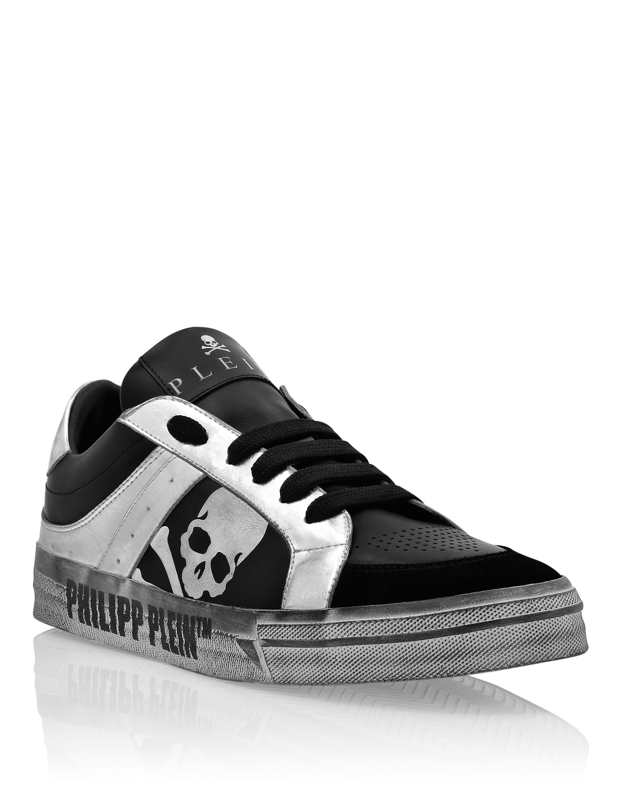 Lo-Top Leather Sneakers Retrokickz Tm Unisex, Main, color, black/silver