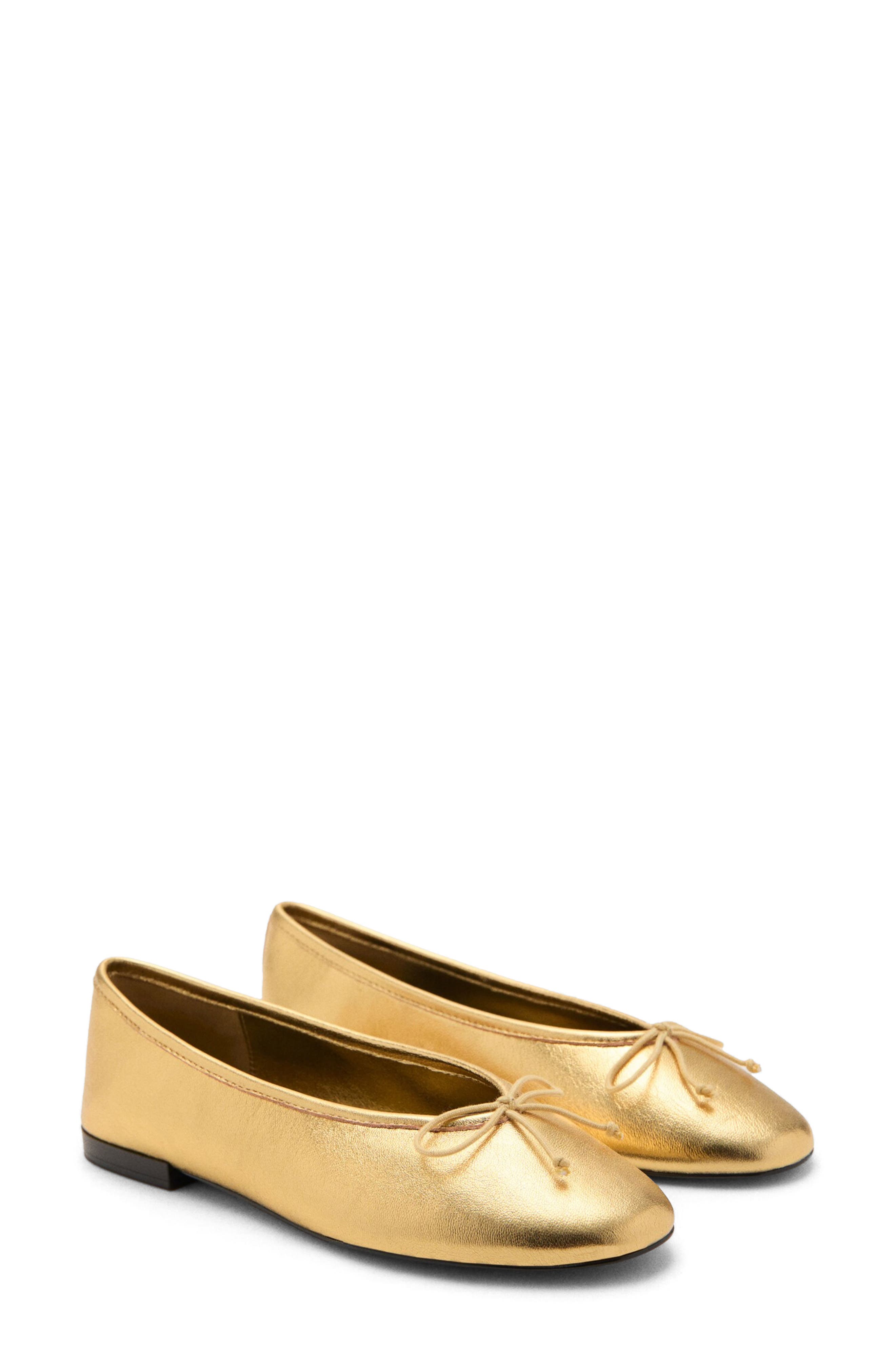 MANGO Ballet Flat, Main, color, Gold