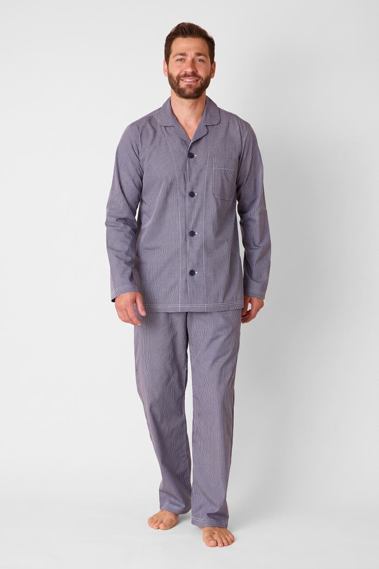 Pima Cotton Long-Sleeved Pajama Set, Main, color, Navy / Charleston