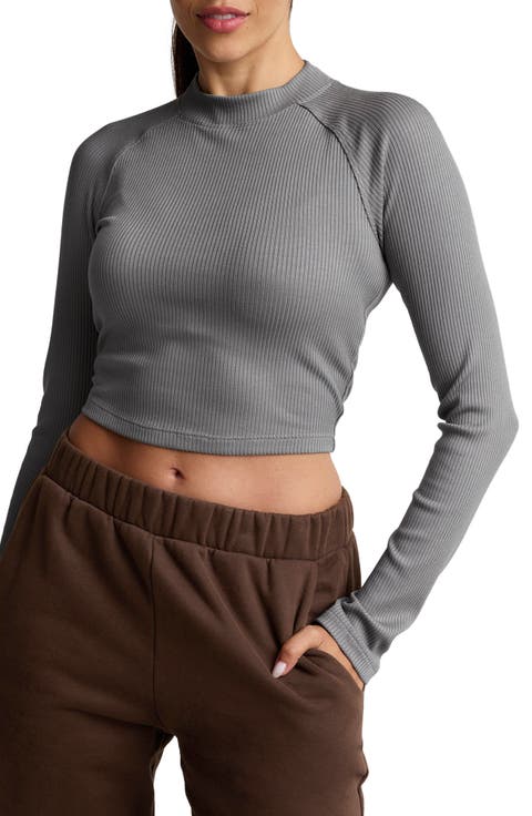 Contours Rib Mock Neck Crop Top