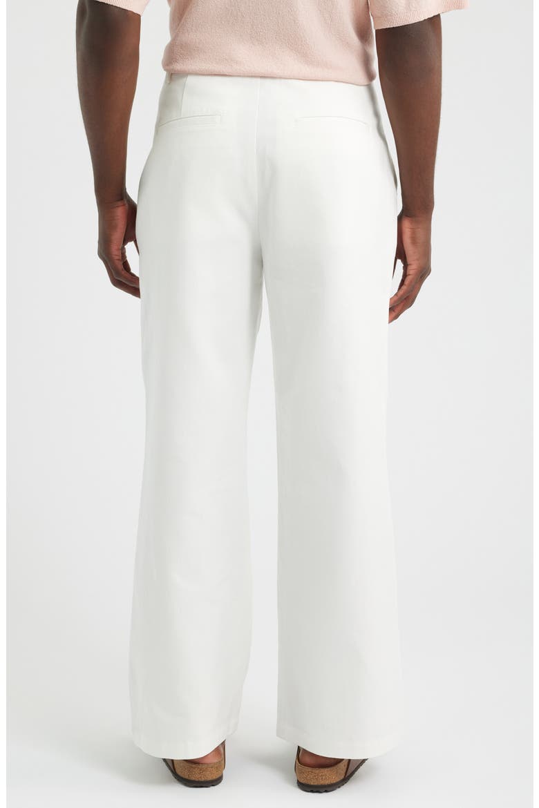 Pleated Wide Leg Cotton Twill Trousers, Alternate, color, WHITE