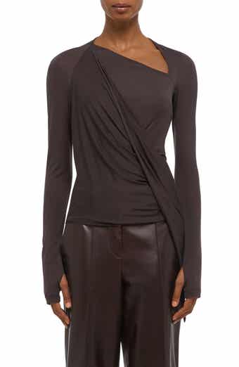 Asymmetric Faux Wrap Long Sleeve Shirt