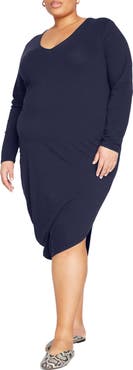 Universal Standard Iconic Geneva Long Sleeve Asymmetric Dress
