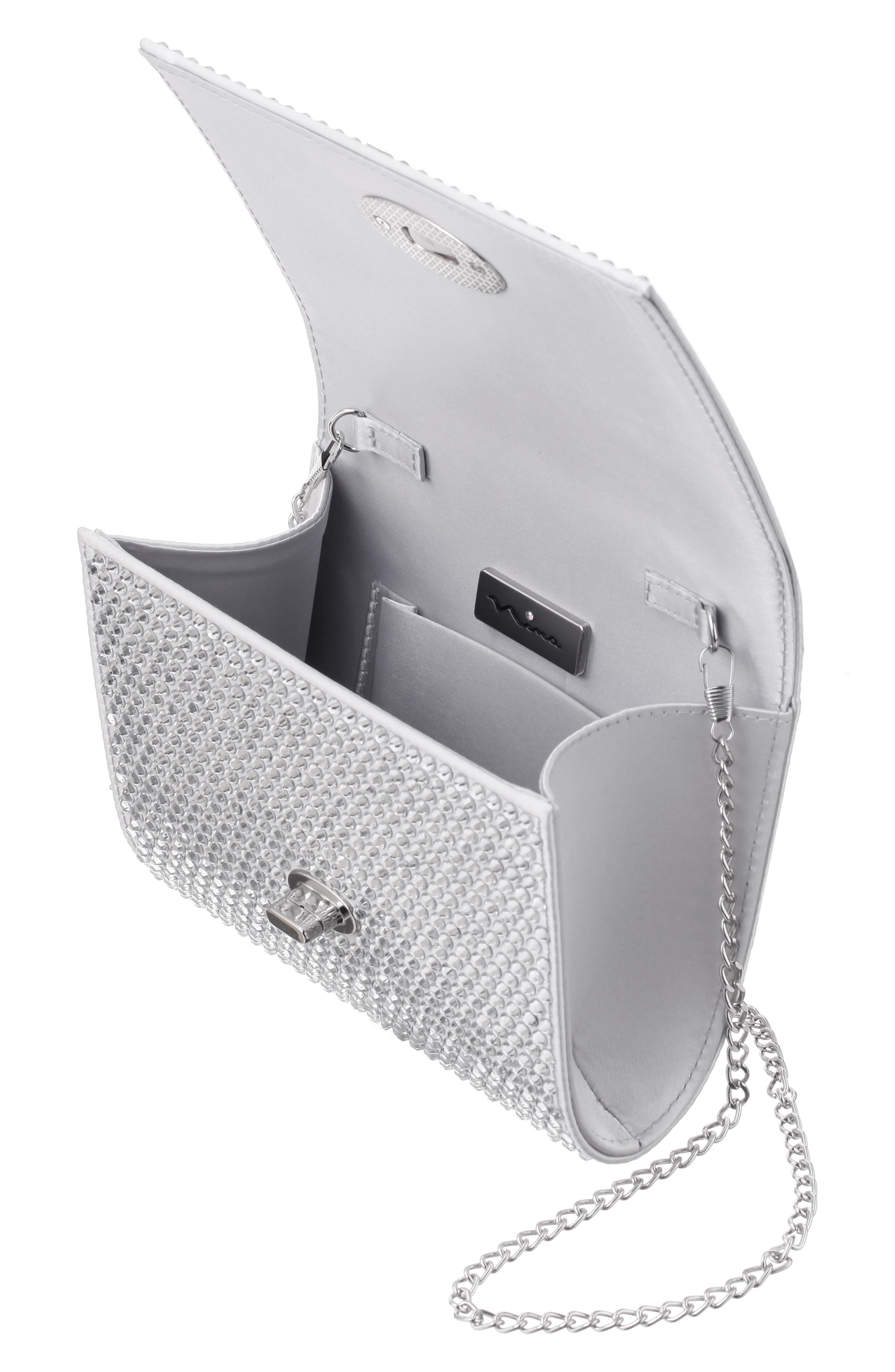 Nina Cilian Clutch, Alternate, color, Silver