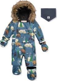 Deux par Deux Play Bear Faux Fur Hood Car Seat One Piece Snowsuit