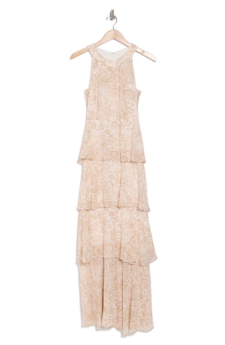 Tommy Hilfiger Floral Halter Neck Tiered Chiffon Maxi Dress, Alternate, color,