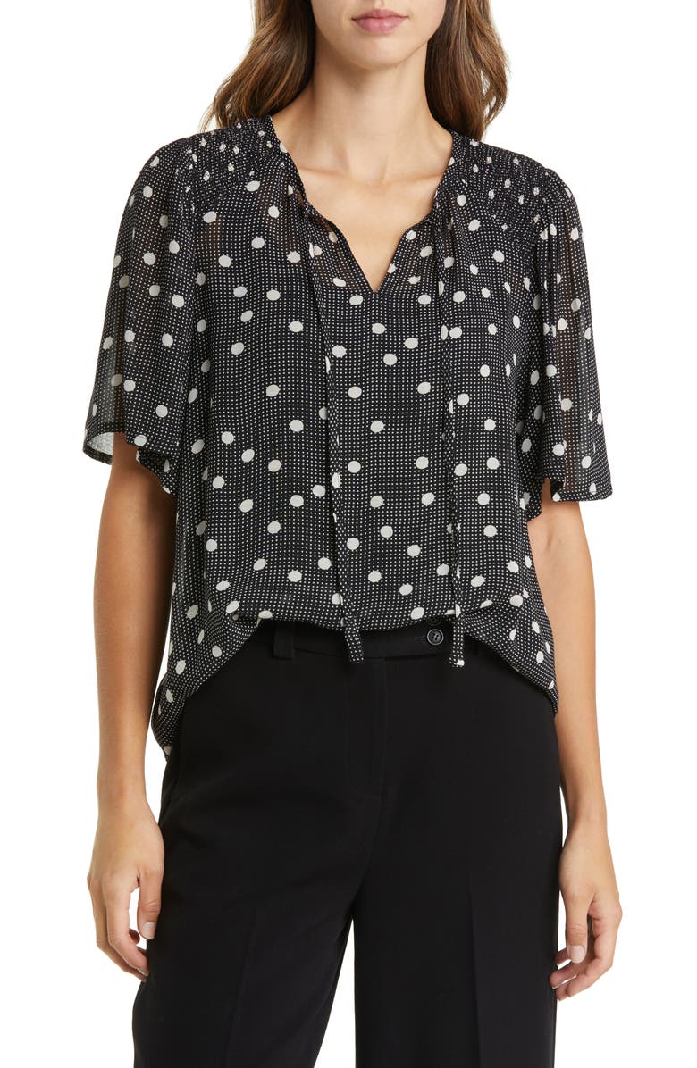 Masai Copenhagen Batian Print Tie Neck Blouse, Main, color,