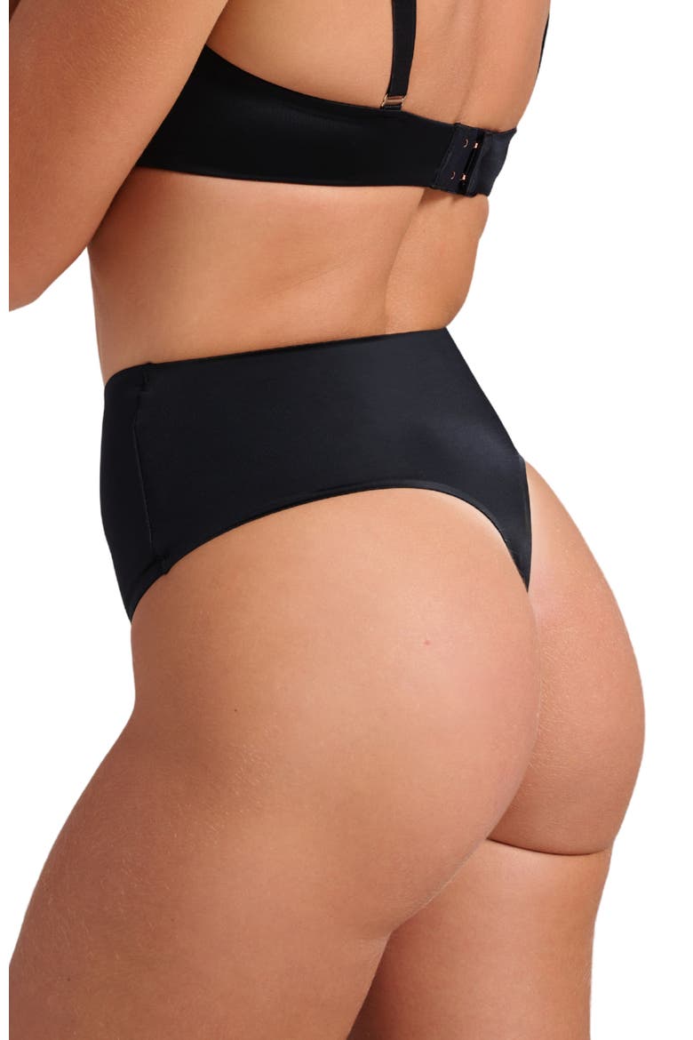 Smooth Satin Thong, Alternate, color, Black