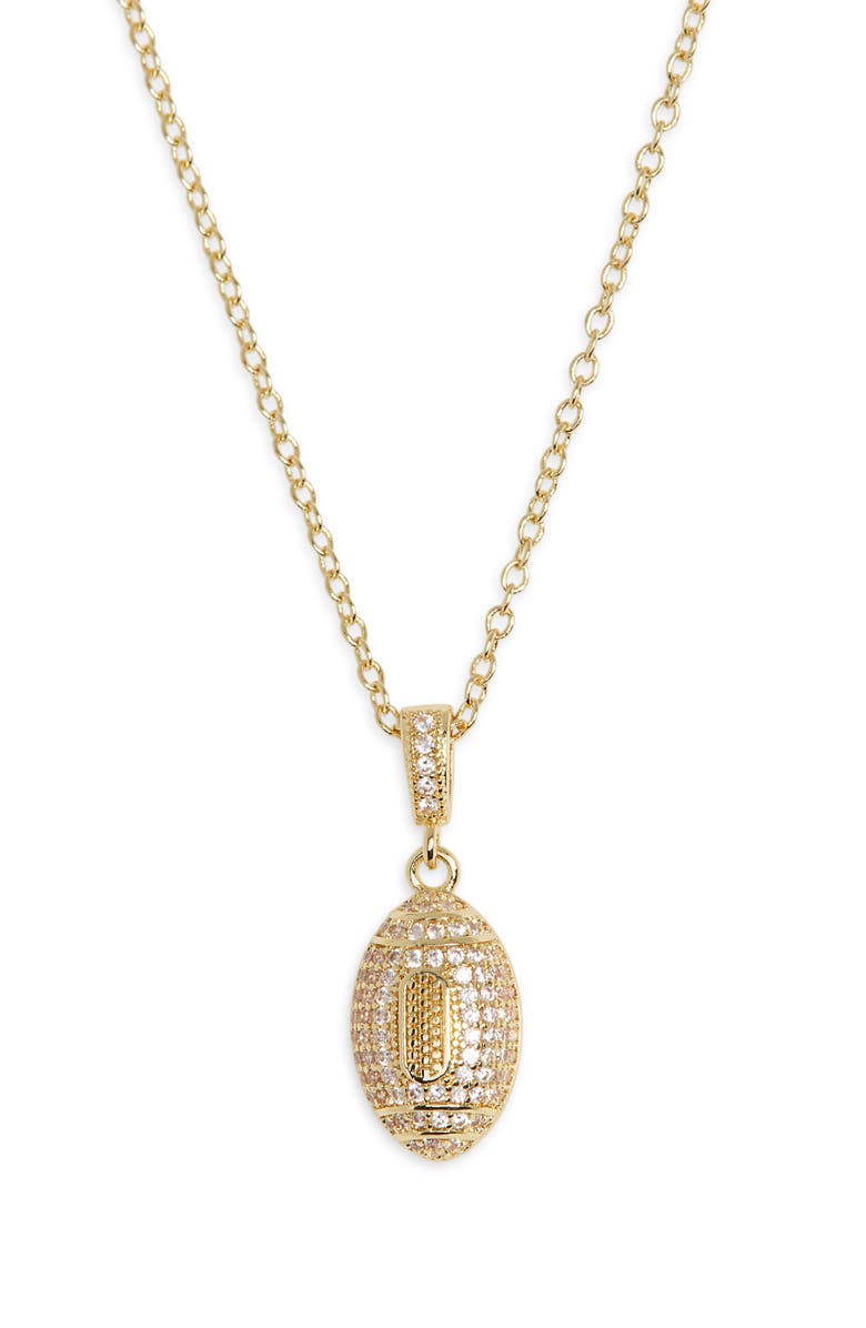 Leith Pavé CZ Football Pendant Necklace, Alternate, color, Clear- Gold