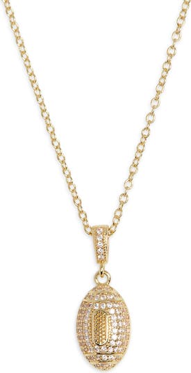 Pavé CZ Football Pendant Necklace