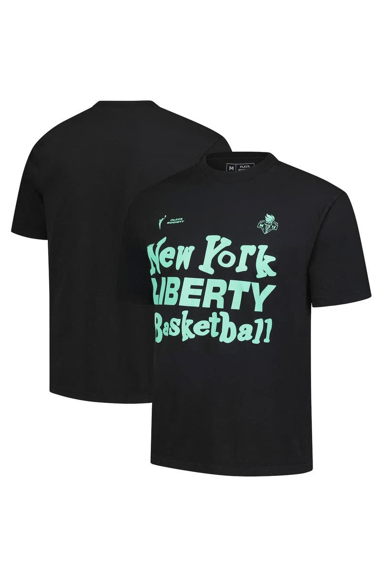Unisex Playa Society Black New York Liberty Wordmark T-Shirt, Alternate, color, Black