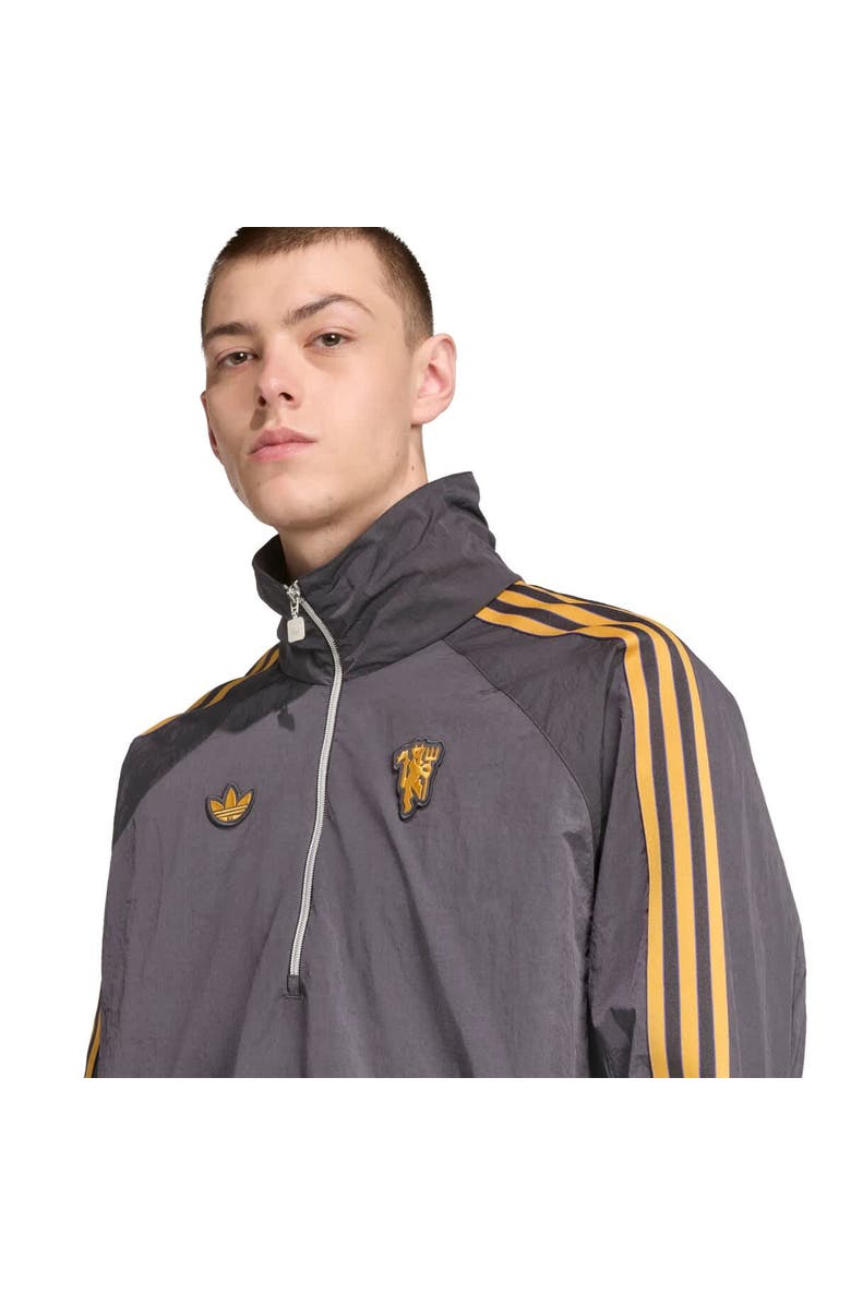 adidas Men's adidas  Gray Manchester United Terrace Icons Half-Zip Jacket, Alternate, color, Gray