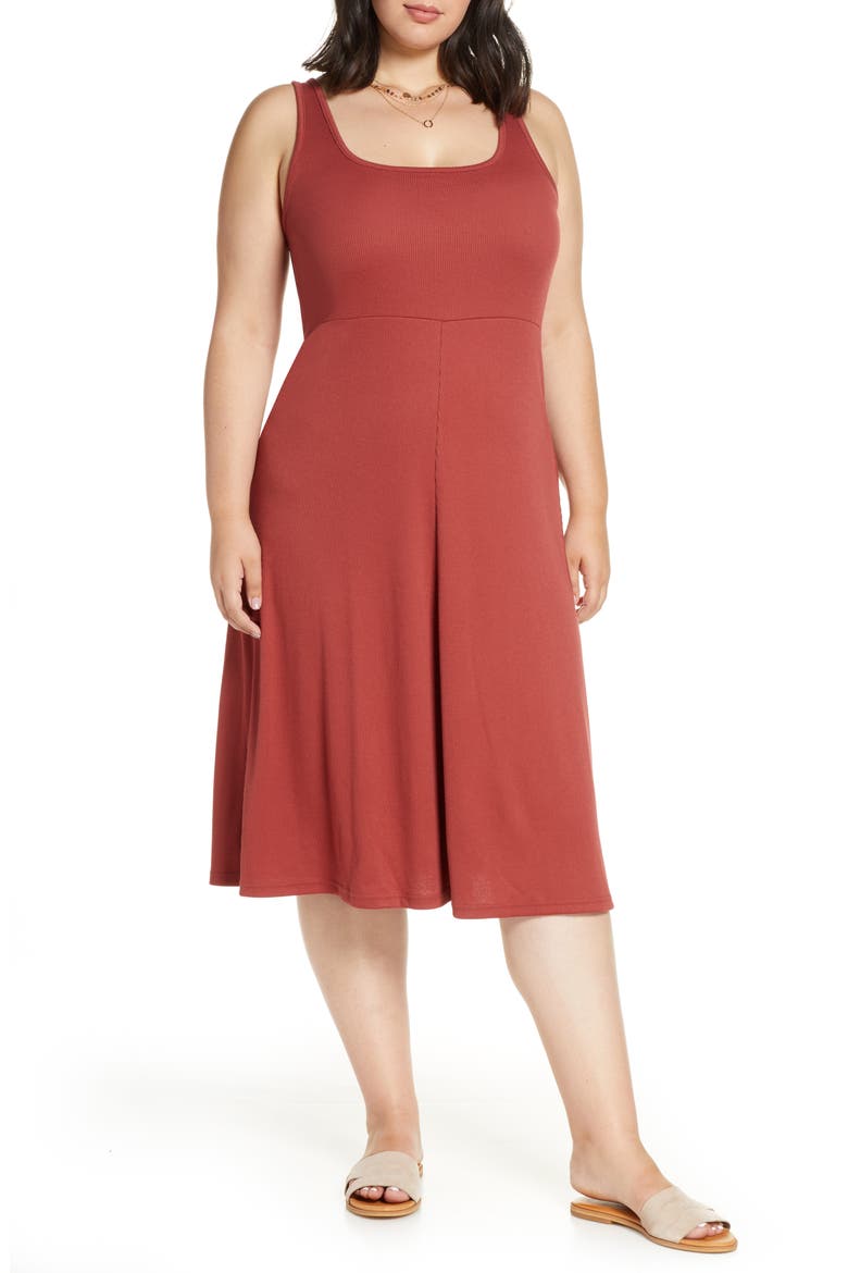A-Line Tank Midi Dress, Alternate, color, RED COWHIDE