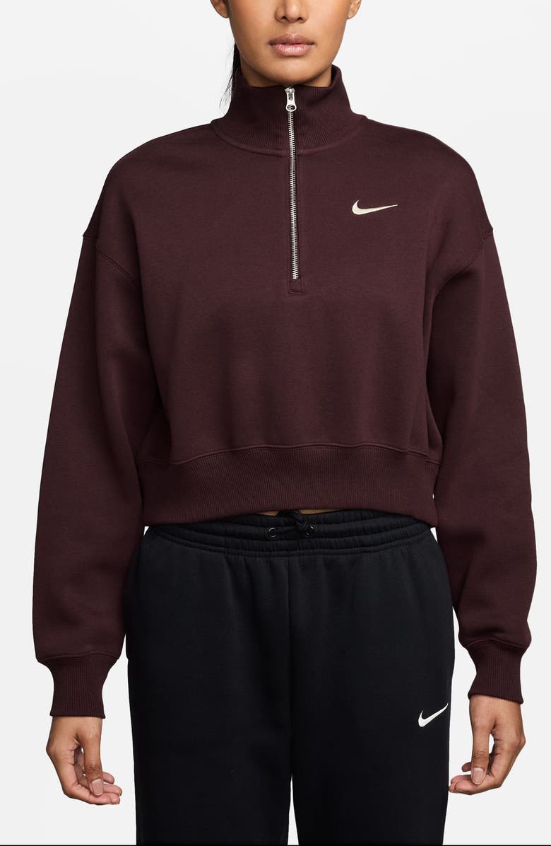 Nike Sportswear Phoenix Fleece Crop Sweatshirt, Main, color, Burgundy/ Sail