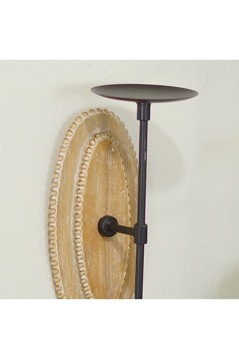 Wood Brown Mounted Oval Wall Sconce, 11 Inch Decorative Candle Wall Sconce, Alternate, color, Brown